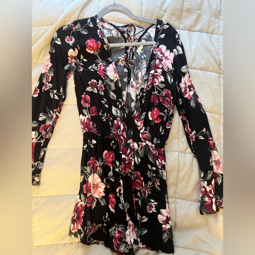 Long Sleeve Flower Romper